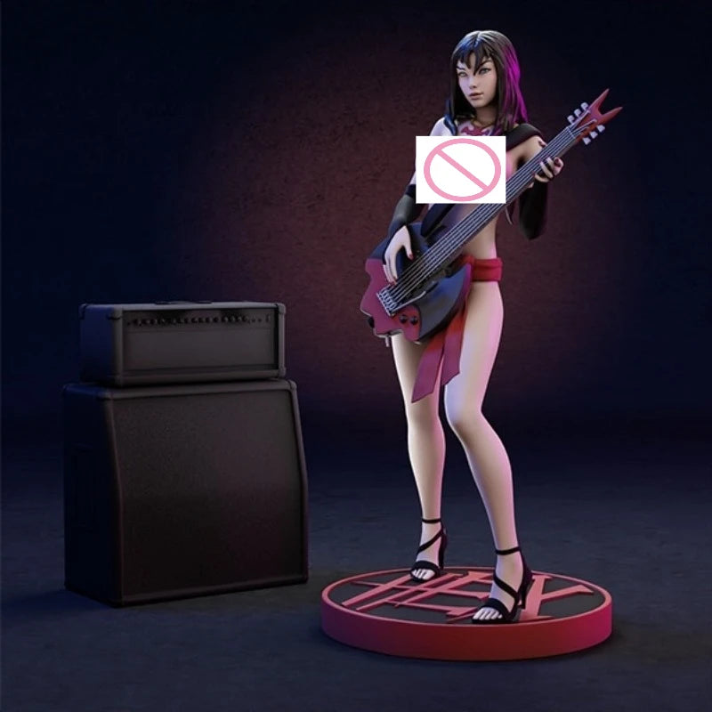 1/24 Female Rock Guitarist, Resin Model Figure Kit, Anime Theme, Unassembled and Unpainted