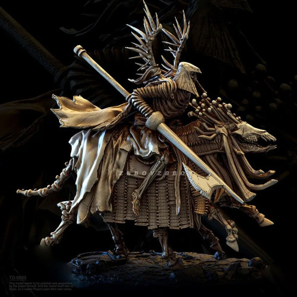 50mm Medieval Undead Knight & Warhorse, 2 Figures, Resin Model Figure Kit, Unassembled and Unpainted