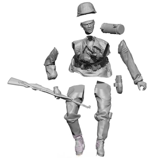 1/16 WWII German Infantry Soldier Jumping, Resin Model Figure Kit, Unassembled and Unpainted