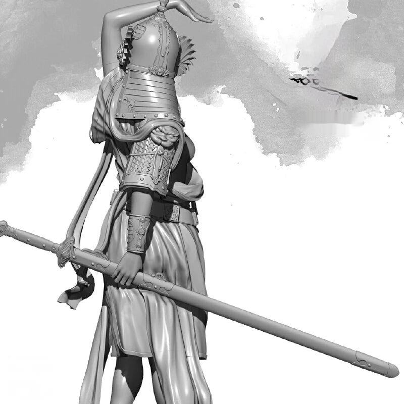 1/24 Female Warrior Sword Dance, Resin Model Figure Kit, Fantasy Theme, Unassembled and Unpainted