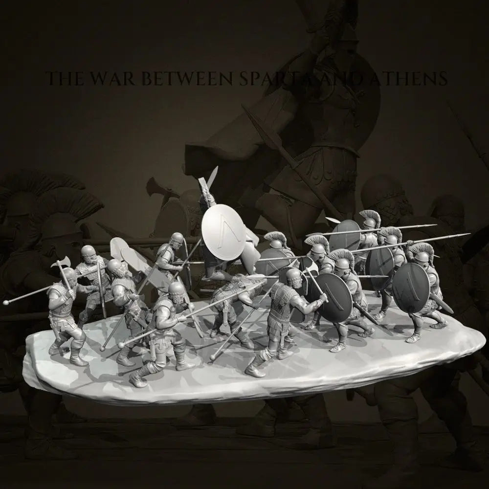 35mm Medieval Fantasy Warriors Battle, 30 Figures, Resin Model Diorama Kit, Unassembled and Unpainted