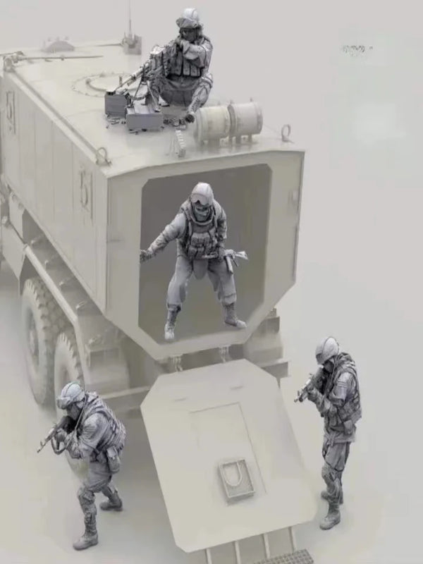 1/35 Modern Special Forces Team Securing Tactical Equipment, 4 Figures, Resin Model Figure Kit, Unassembled and Unpainted