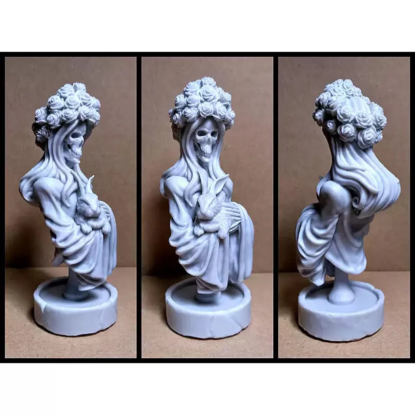 1/10 Gothic Skull & Rose, 2 Figures, Resin Model Bust Kit, Fantasy Theme, Unassembled and Unpainted