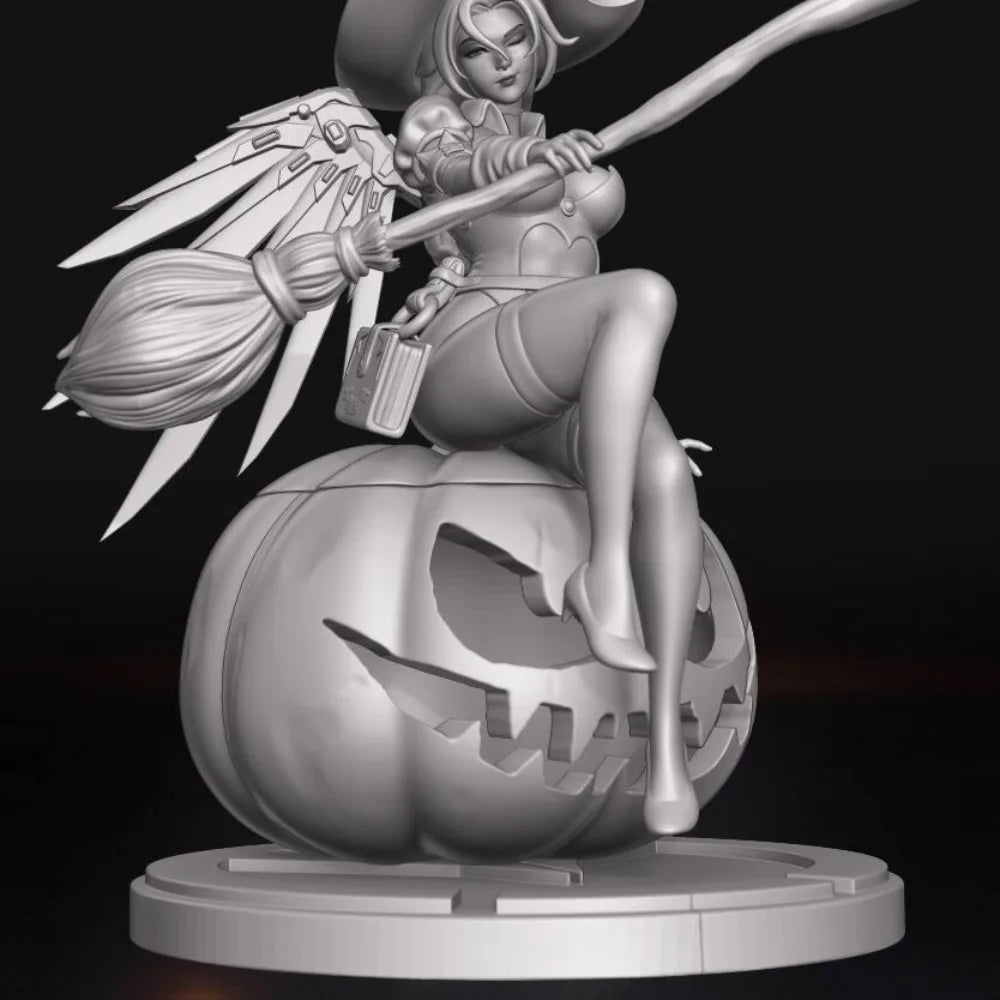 70mm Pumpkin Witch Sorceress, Resin Model Figure Kit, Fantasy Theme, Unassembled and Unpainted