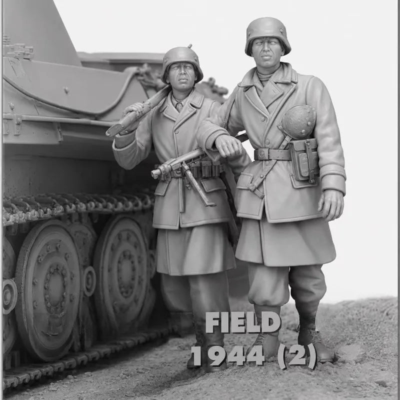 1/35 WWII German Infantry in Field Greatcoats, 2 Figures, Resin Model Figure Kit, Unassembled and Unpainted
