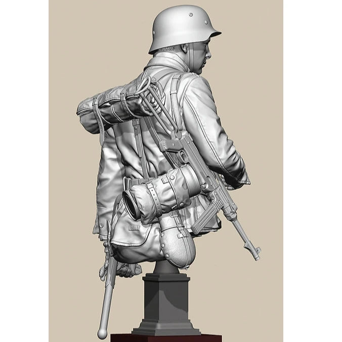 1/10 WWII German Rifleman with Gas Mask Canister, Resin Model Bust Kit, Unassembled and Unpainted