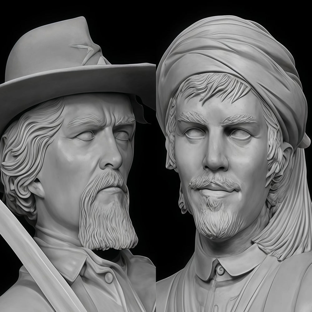 1/12 American Civil War Officer & Militia, 6 Figures, Resin Model Bust Kit, Unassembled and Unpainted