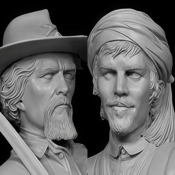 1/12 American Civil War Officer & Militia, 6 Figures, Resin Model Bust Kit, Unassembled and Unpainted
