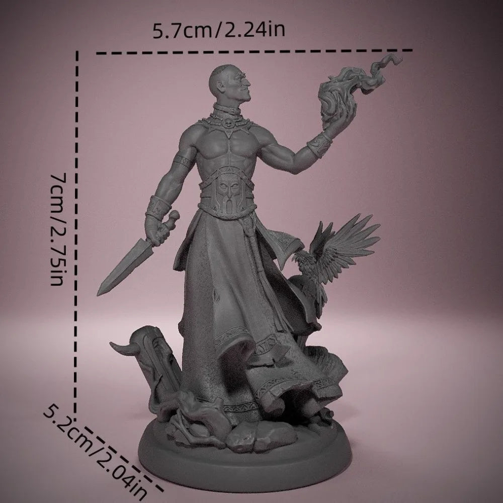 70mm Sorceress Commanding Winged Demons, Resin Model Figure Kit, Fantasy Theme, Unassembled and Unpainted