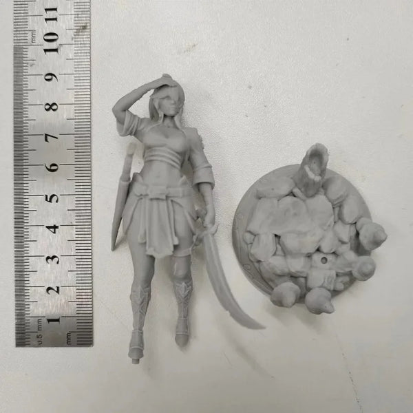 1/24 Hooded Shieldmaiden with Sword, Resin Model Figure Kit, Fantasy Theme, Unassembled and Unpainted