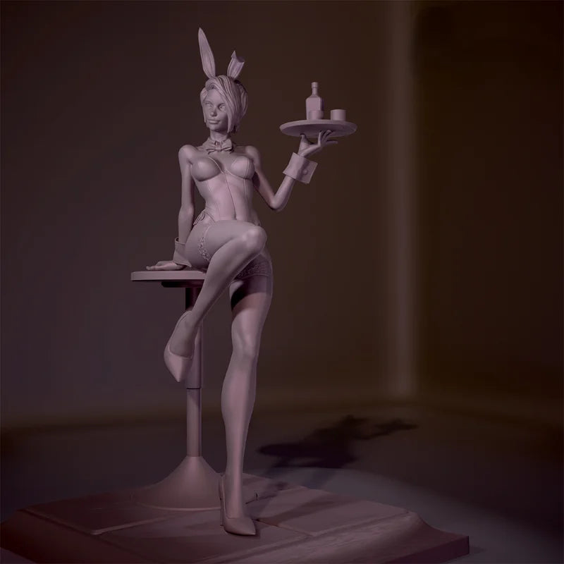 1/35 Fantasy Bunny Waitress, Resin Model Figure Kit, Unassembled and Unpainted