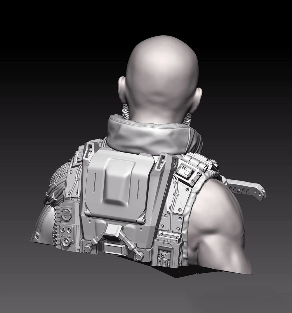 1/10 Modern Sci-Fi Soldier, Resin Model Bust Kit, Unassembled and Unpainted