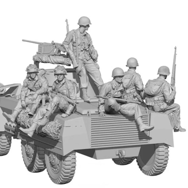 1/35 WWII US Infantry Boarding Transport Truck, 12 Figures, Resin Model Figure Kit, Unassembled and Unpainted