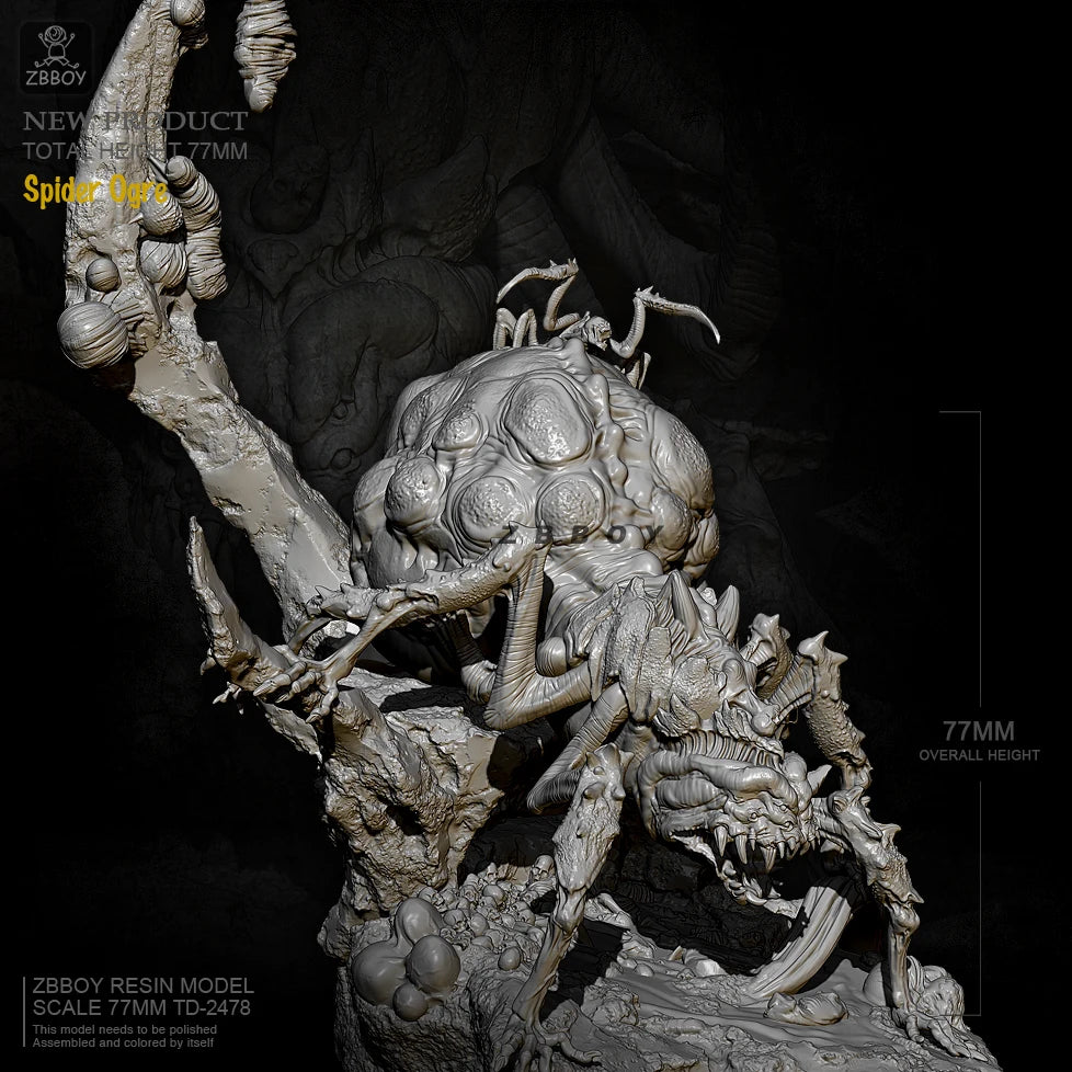 77mm Spider Ogre, Resin Model Creature Kit, Fantasy Theme, Unassembled and Unpainted