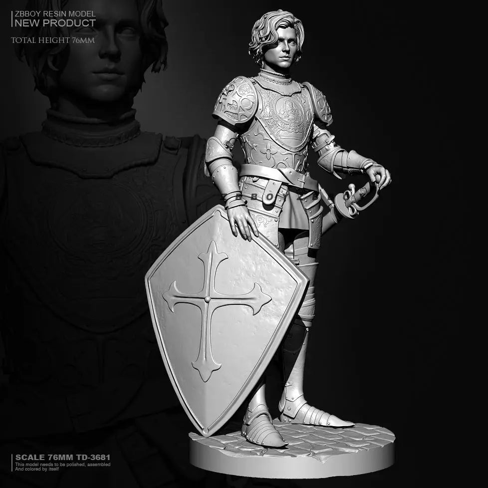 76mm Medieval King Arthur Knight, Resin Model Figure Kit, Unassembled and Unpainted
