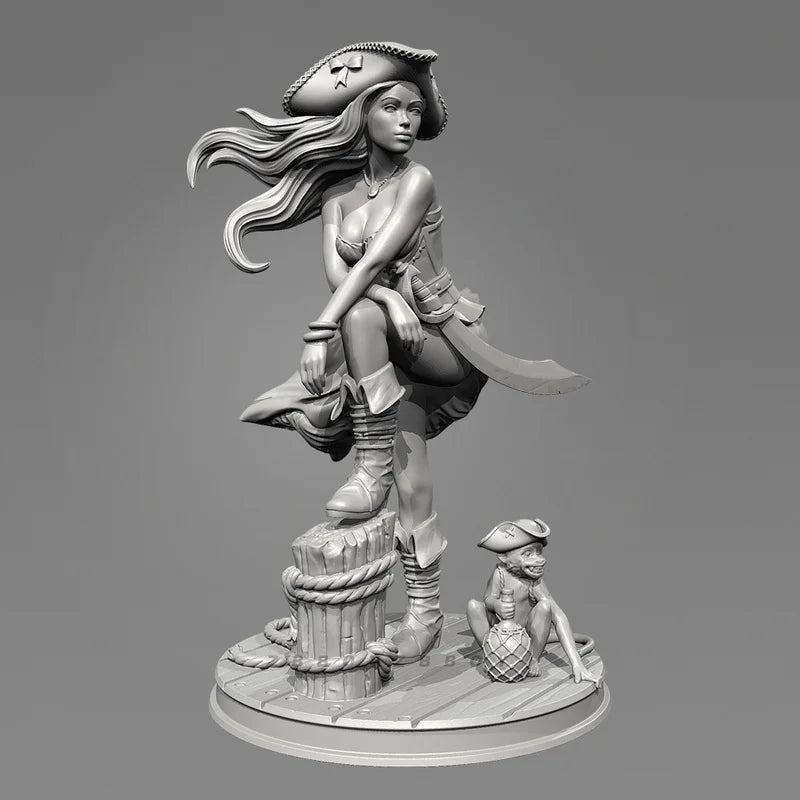50mm Caribbean Pirate Warrior, 3 Figures, Resin Model Figure Kit, Fantasy Theme, Unassembled and Unpainted