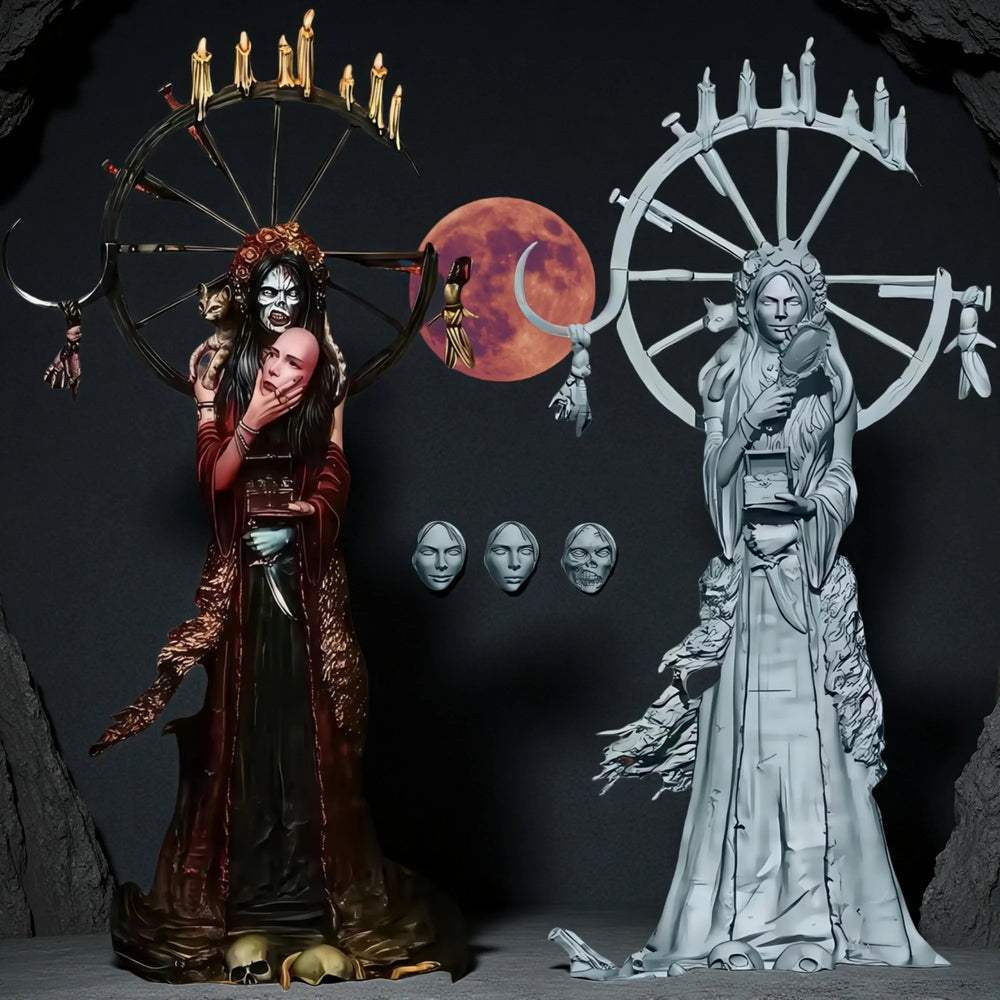 1/24 Witch Sorceress with Swappable Heads, Resin Model Figure Kit, Fantasy Theme, Unassembled and Unpainted