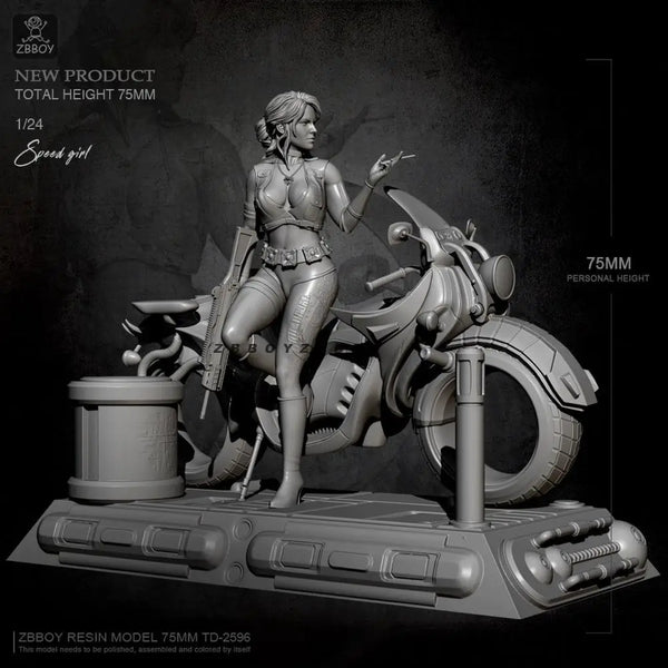 1/24 Speed Lady, Resin Model Figure Kit, Unassembled and Unpainted