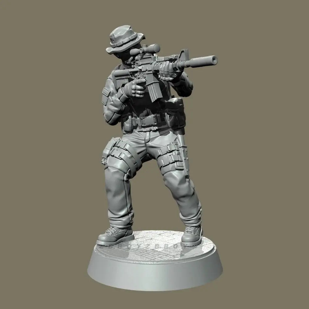 50mm Modern Special Forces Soldier, 3 Figures, Resin Model Figure Kit, Unassembled and Unpainted