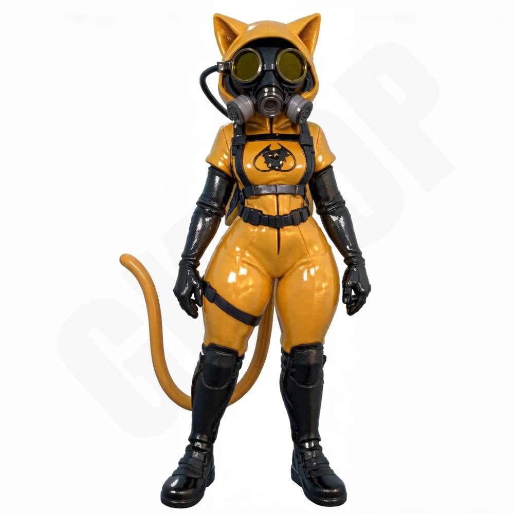 1/24 Cat Girl with Gas Mask, Resin Model Figure Kit, Anime Theme, Unassembled and Unpainted