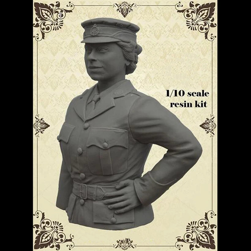 1/10 WWII German Female Officer in Belted Tunic, Resin Model Bust Kit, Unassembled and Unpainted