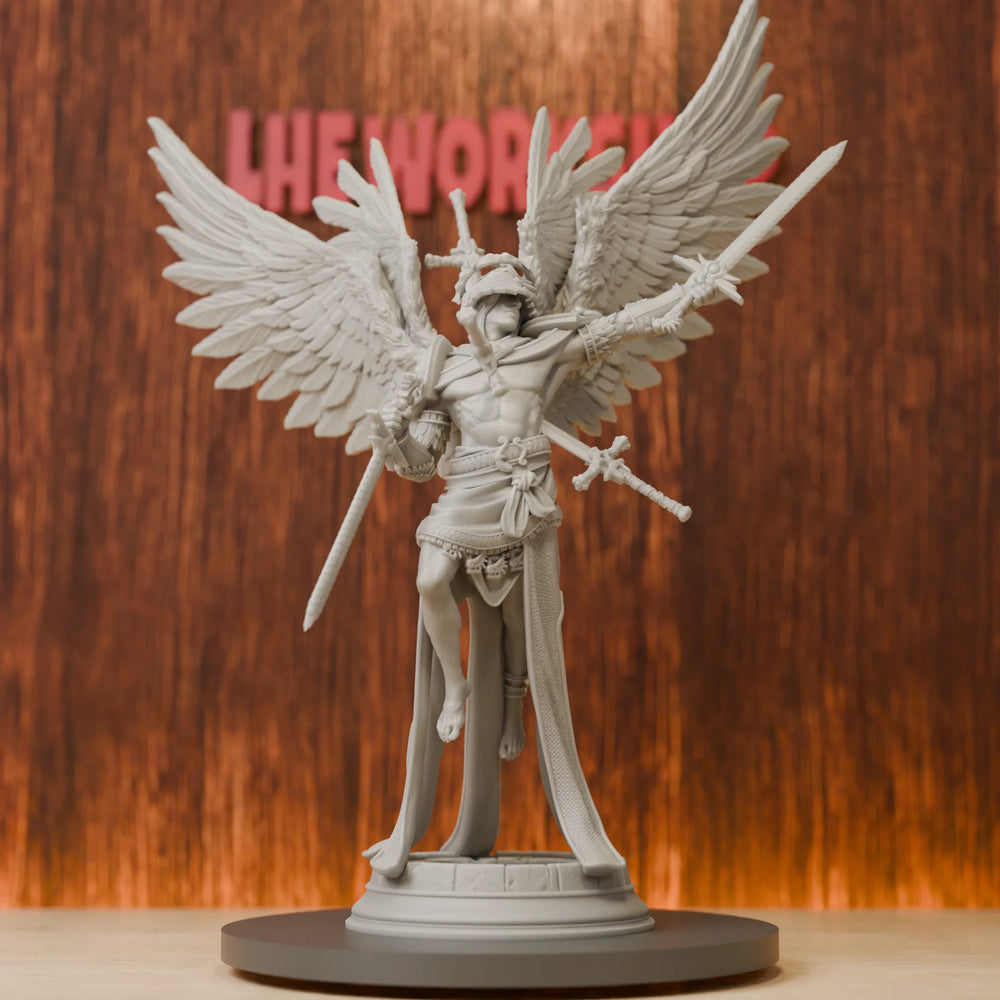 75mm Standing Angel in Robes with Feathered Wings, Resin Model Figure Kit, Fantasy Theme, Unassembled and Unpainted