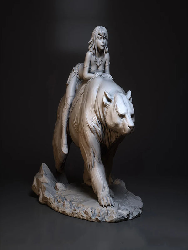1/24 Warrior on Bear, Resin Model Figure Kit, Fantasy Theme, Unassembled and Unpainted
