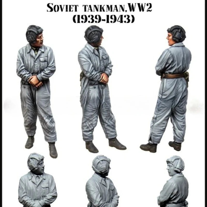 1/35 WWII Soviet Tankman in Flight Suit, Resin Model Figure Kit, Unassembled and Unpainted
