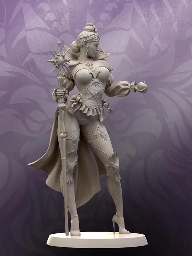 75mm Wicked Witch Warrior, Resin Model Figure Kit, Fantasy Theme, Unassembled and Unpainted