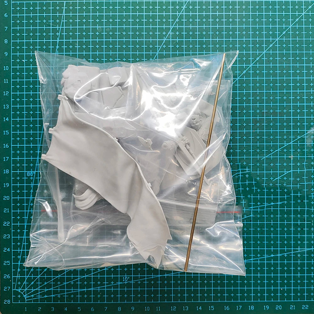 1/24 Medieval Female Knight Kneeling with Battle Banner, Resin Model Figure Kit, Unassembled and Unpainted