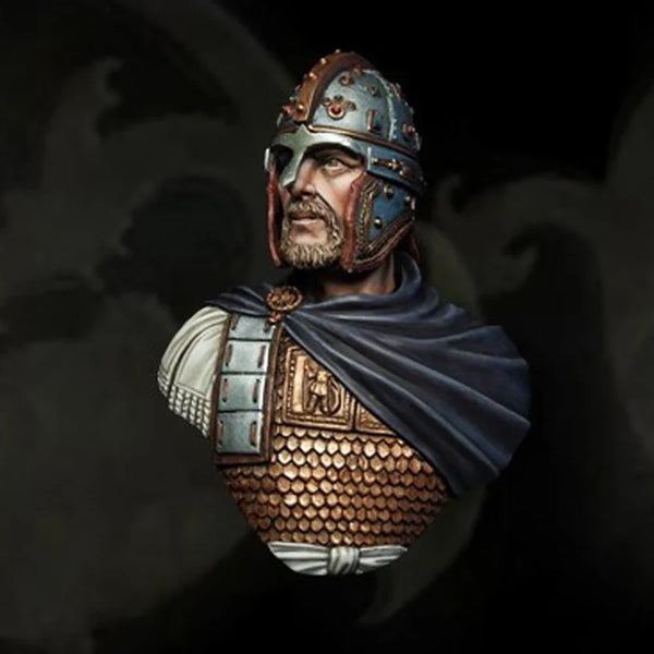 1/10 Medieval Byzantine Officer in Mail with Blue Cloak, Resin Model Bust Kit, Unassembled and Unpainted