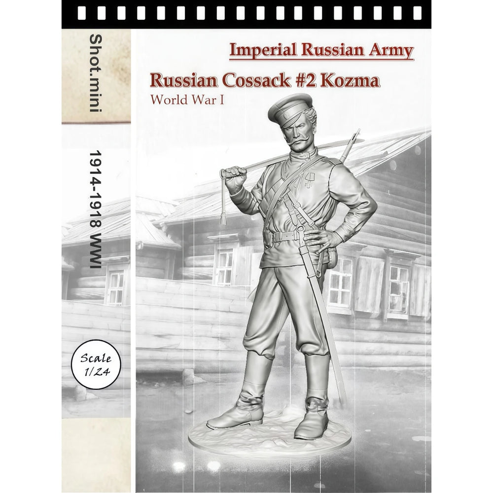 75mm WWI Russian Cossack Warrior, Resin Model Figure Kit, Unassembled and Unpainted