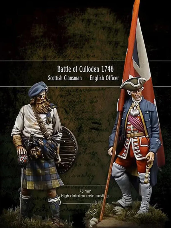 75mm Battle of Culloden, 2 Figures, Resin Model Figure Kit, Military Theme, Unassembled and Unpainted