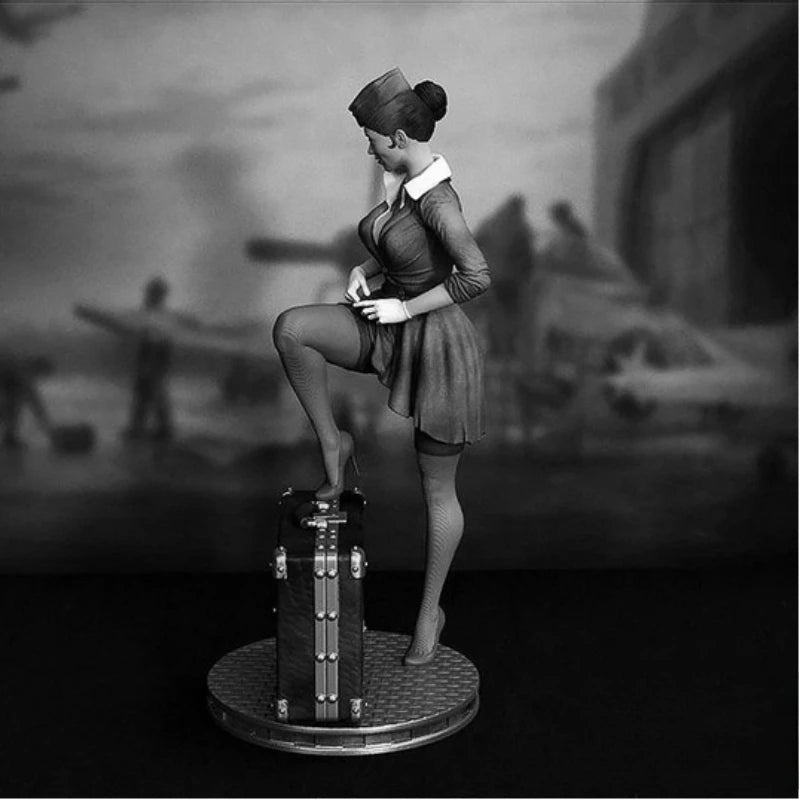 1/24 Stewardess Pinup, Resin Model Figure Kit, Unassembled and Unpainted