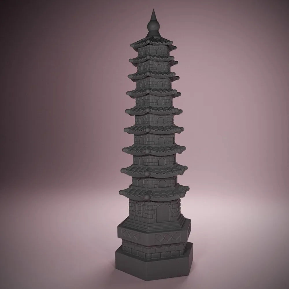80mm Chinese Wenchang Pagoda Architecture, Resin Model Terrain Kit, Historical Theme, Unpainted