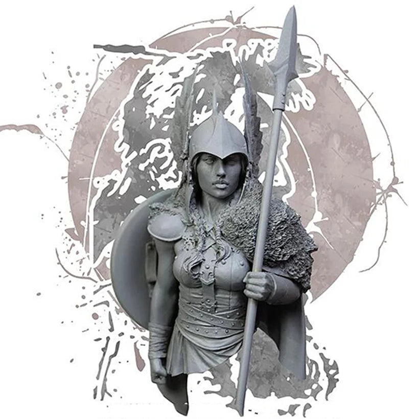 1/10 Valkyrie with Horned Helm and Halberd, Resin Model Bust Kit, Fantasy Theme, Unassembled and Unpainted