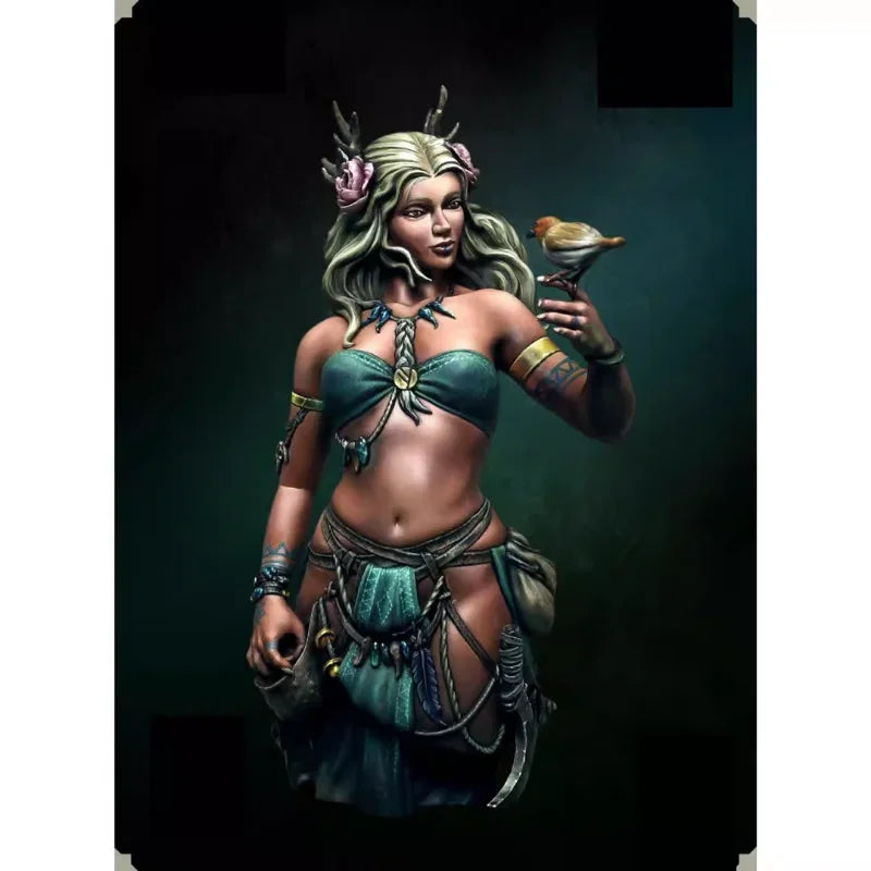 1/10 Female Elf Warrior with Bird Companion, Resin Model Figure Kit, Fantasy Theme, Unassembled and Unpainted