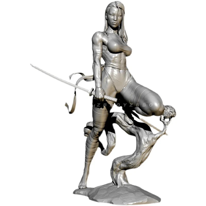 50mm Female Warrior with Dragon Companion, Resin Model Figure Kit, Fantasy Theme, Unassembled and Unpainted