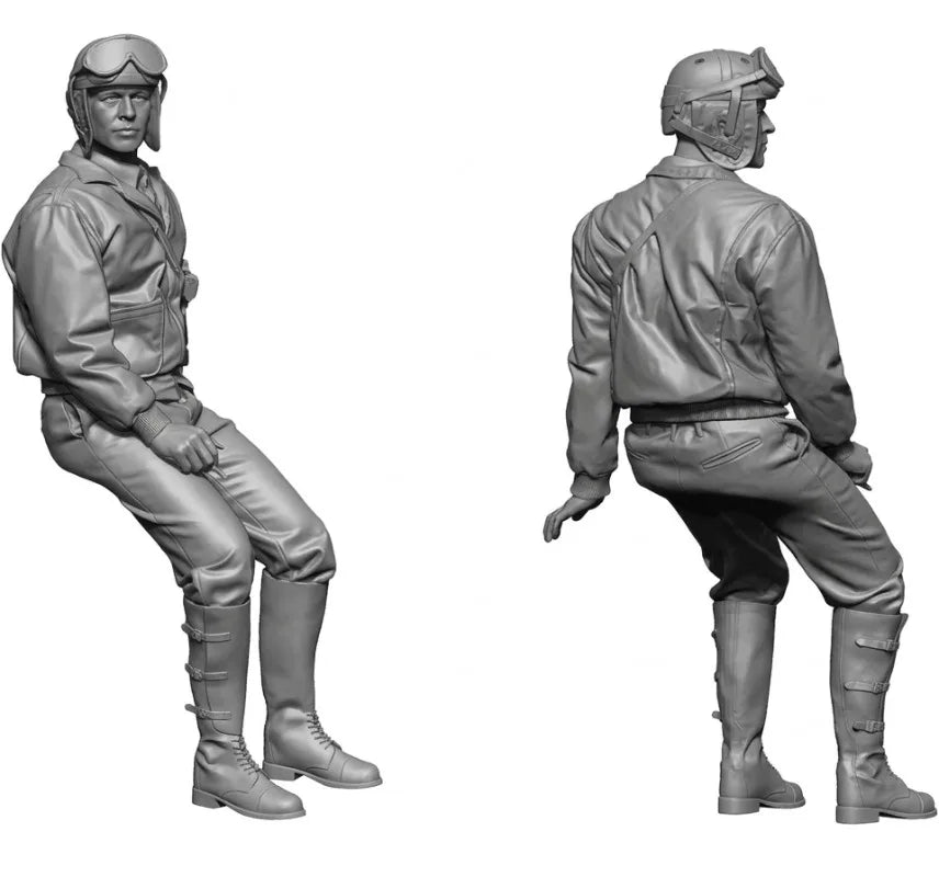 1/16 WWII US Tank Commander in Aviator Goggles, Resin Model Figure Kit, Unassembled and Unpainted