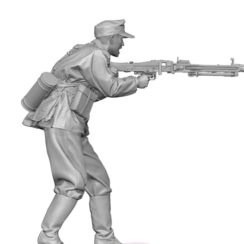 1/16 WWII German WWII MG42 Machine Gunner, Resin Model Figure Kit, Unassembled and Unpainted