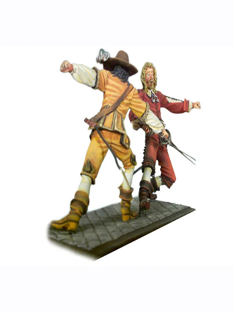 1/32 17th-Century Duellists, 2 Figures, Resin Model Diorama Kit, Military Theme, Unassembled and Unpainted