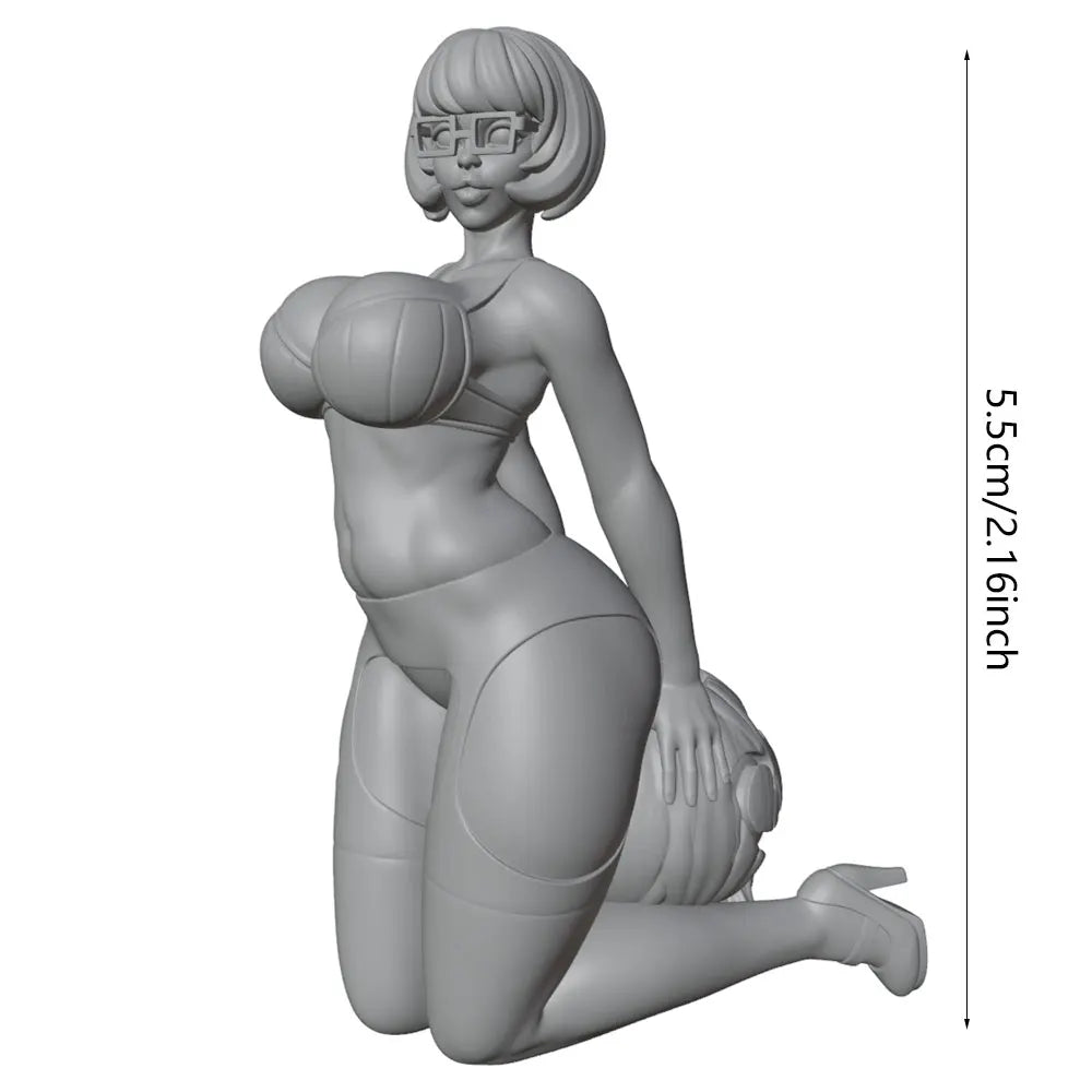 75mm Pin-up Female with Pumpkin, Resin Model Figure Kit, Unassembled and Unpainted
