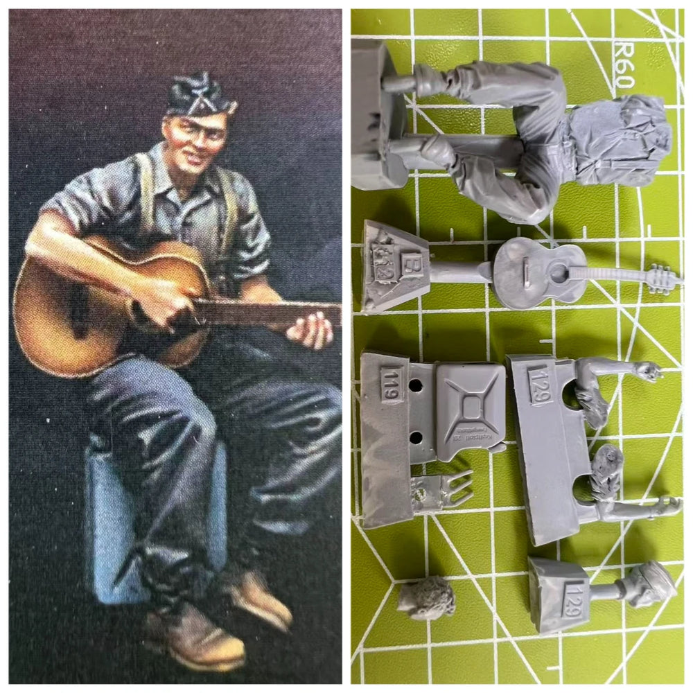1/35 Modern Musician with Acoustic Guitar, Resin Model Figure Kit, Unassembled and Unpainted