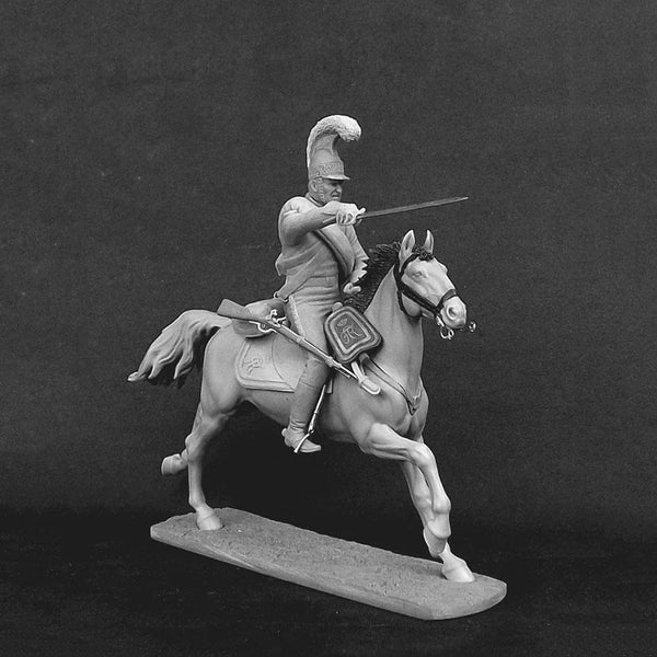 1/32 Napoleonic Cavalry Officer with Raised Saber, Resin Model Figure Kit, Unassembled and Unpainted