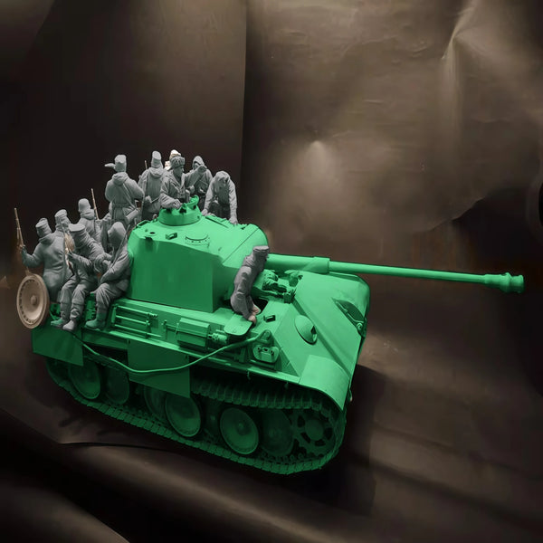 1/16 WWII Soviet T-34 Tank Combat, 16 Figures, Resin Model Figure Kit, Unassembled and Unpainted