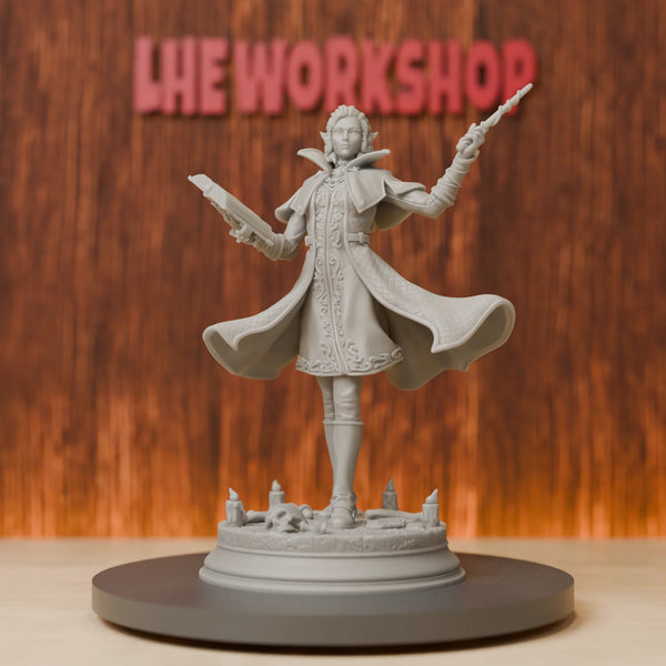75mm Elf Female Wizard, Resin Model Figure Kit, Fantasy Theme, Unassembled and Unpainted