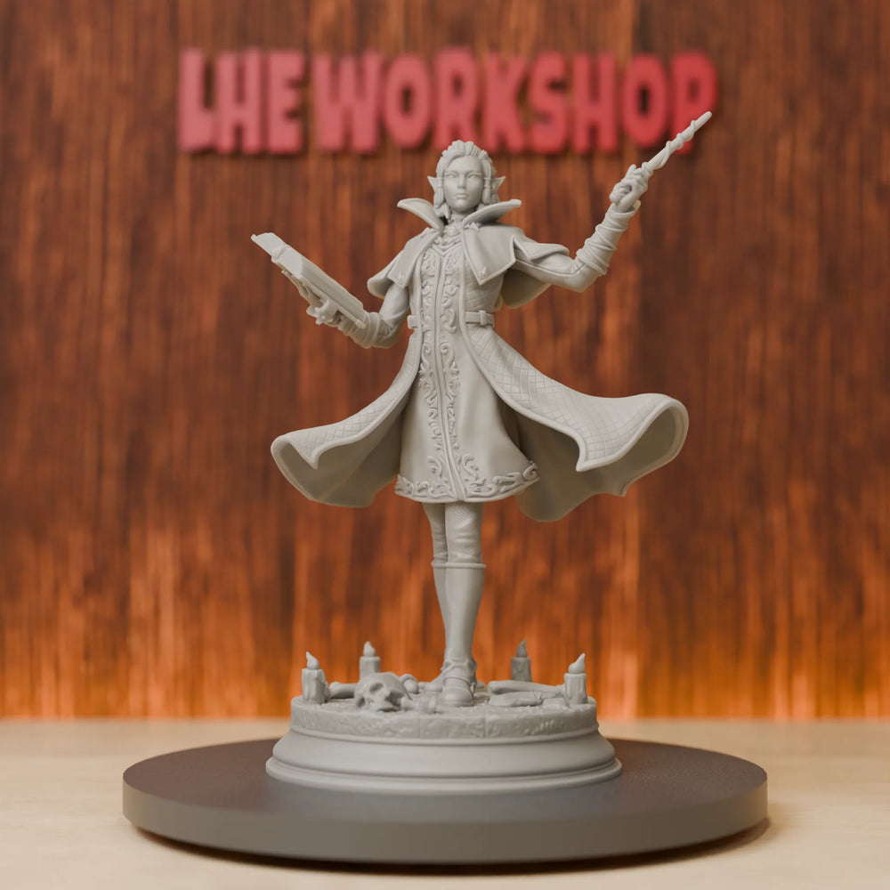 75mm Elf Female Wizard, Resin Model Figure Kit, Fantasy Theme, Unassembled and Unpainted