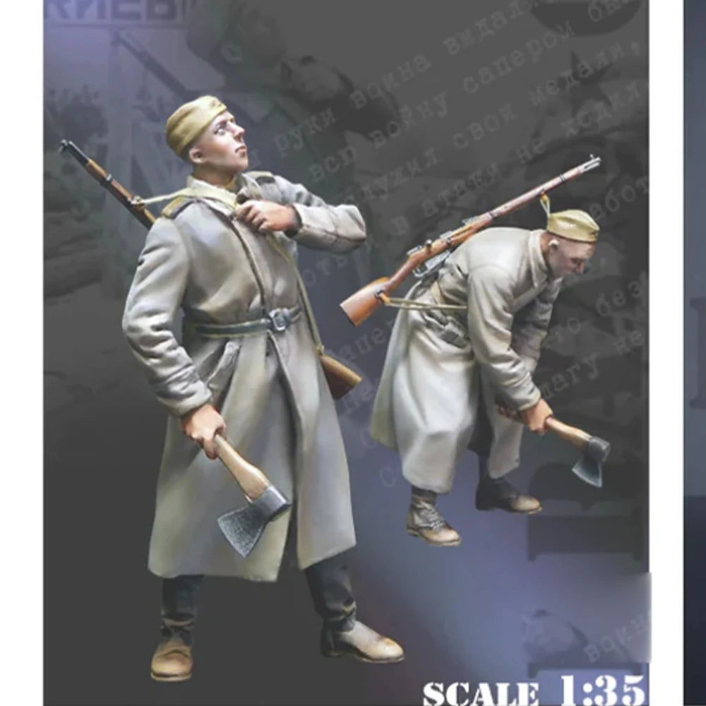 1/35 WWII Soviet Infantry in Combat Advance, 4 Figures, Resin Model Figure Kit, Unassembled and Unpainted