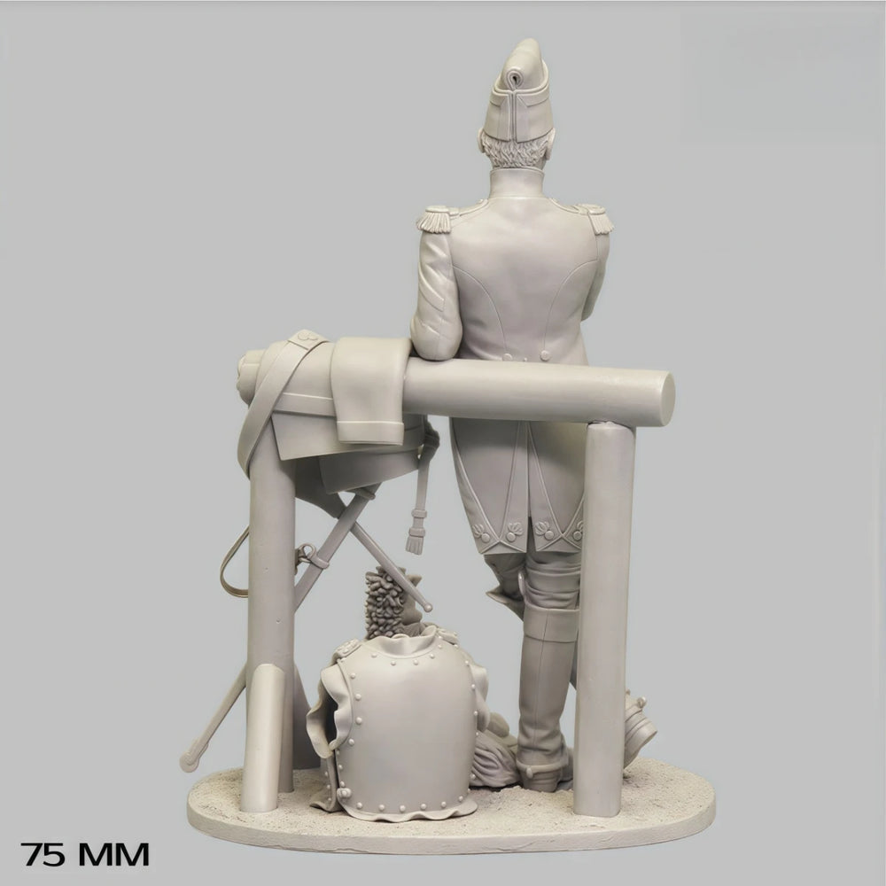 75mm Napoleonic French Cavalry Officer, Resin Model Bust Kit, Unassembled and Unpainted