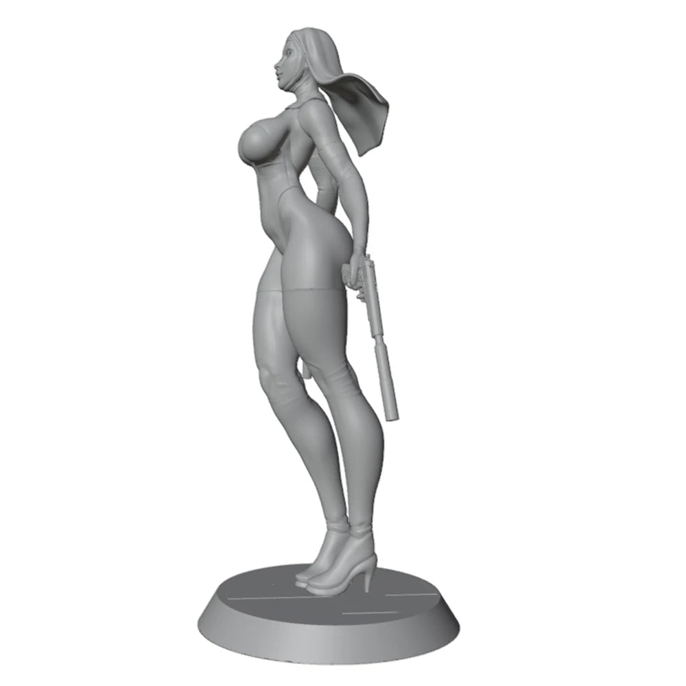 75mm Female Warrior Nun, Resin Model Figure Kit, Unassembled and Unpainted